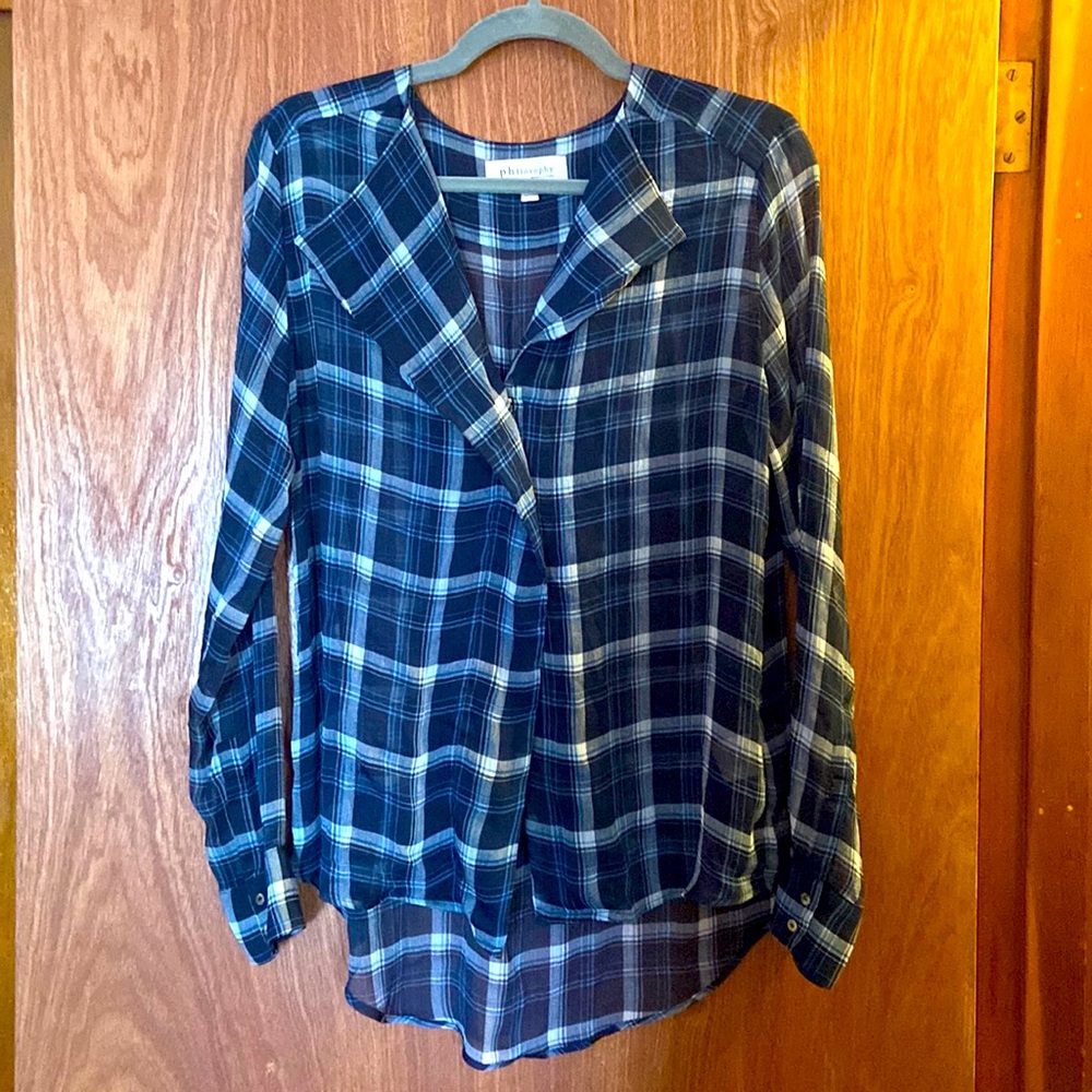 Philosophy Sheer Button-Down Top - image 1